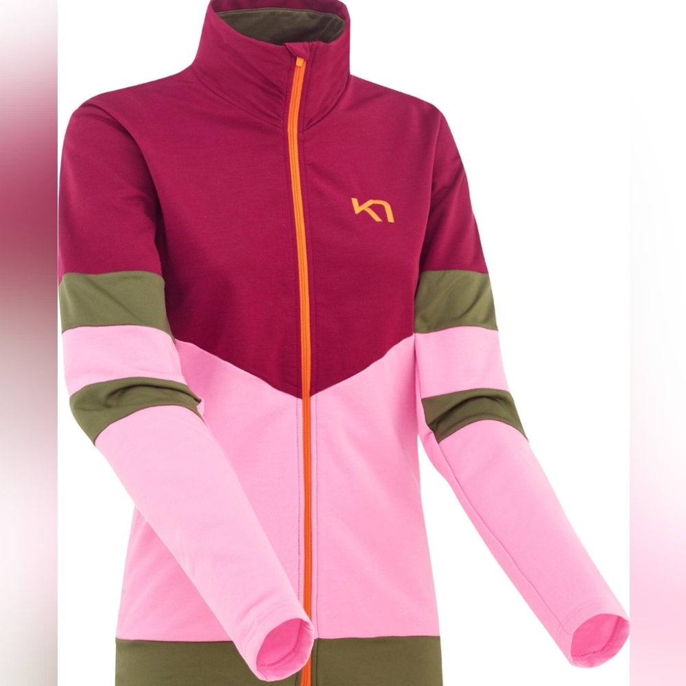Kari Traa Agnes Full Zip Midlayer wool blend pull pink mauve medium